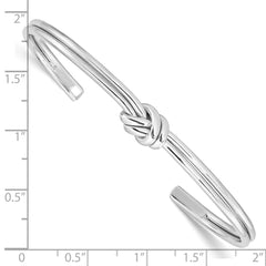 Sterling Silver Rhodium-plated Polished Knot Cuff Bangle QB1193