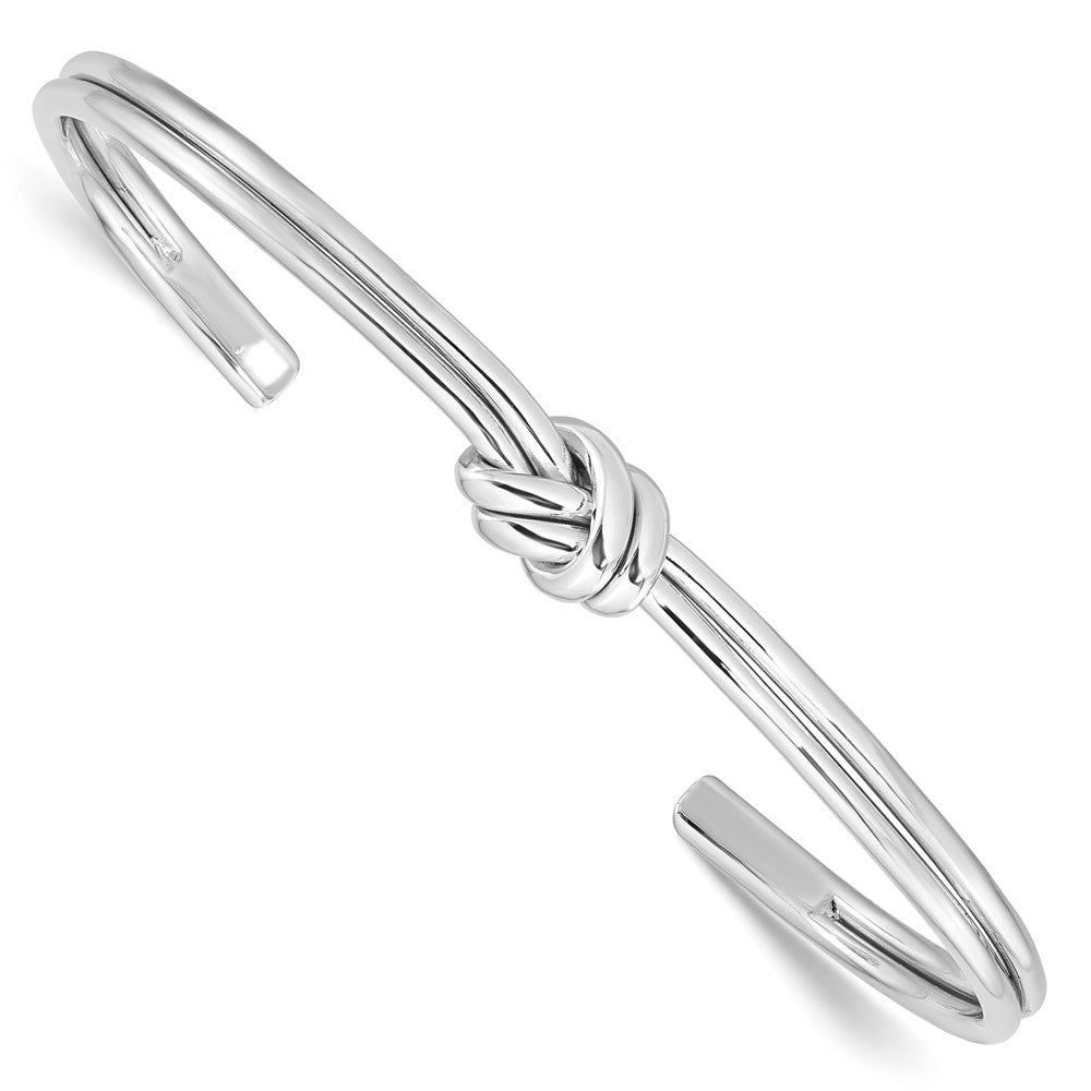 Sterling Silver Rhodium-plated Polished Knot Cuff Bangle QB1193