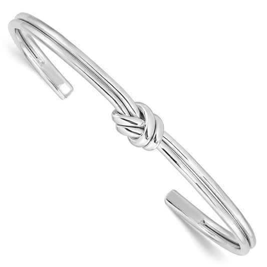 Sterling Silver Rhodium-plated Polished Knot Cuff Bangle QB1193