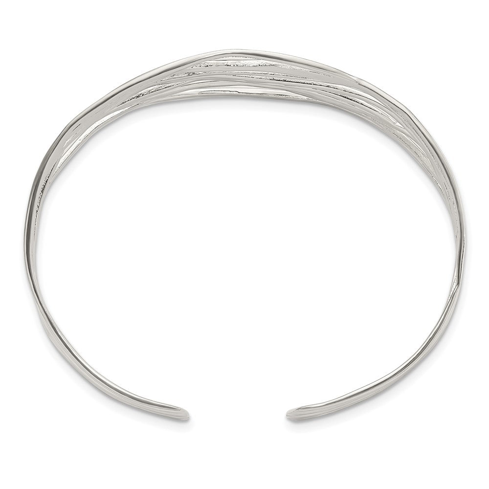 Sterling Silver Polished Multi-strand Cuff Bangle QB1196