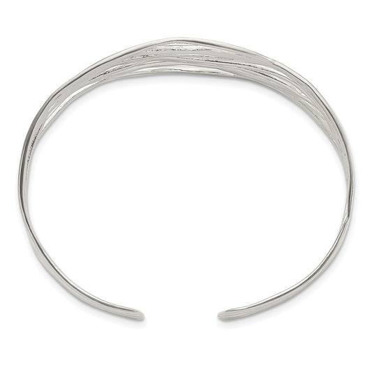 Sterling Silver Polished Multi-strand Cuff Bangle QB1196