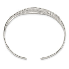 Sterling Silver Polished Multi-strand Cuff Bangle QB1196