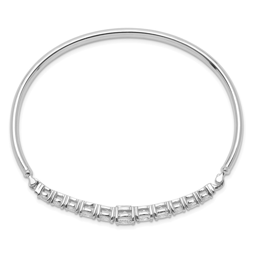 Sterling Silver Rhodium-plated Graduated CZ Hinged Bangle QB1280