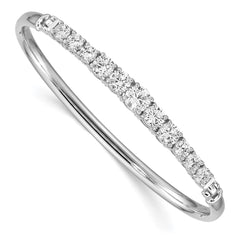 Sterling Silver Rhodium-plated Graduated CZ Hinged Bangle QB1280