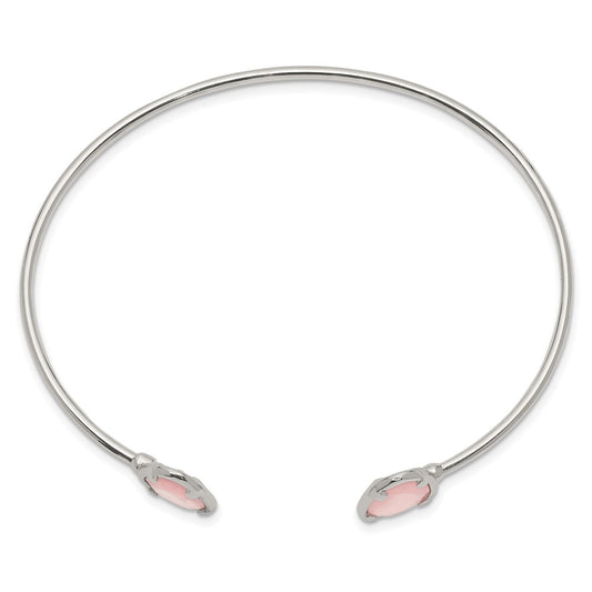 Sterling Silver Pink Chalcedony Bangle QB1294