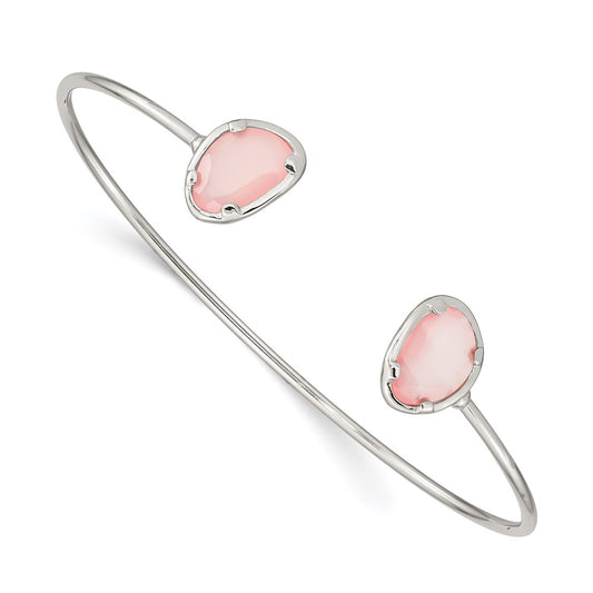 Sterling Silver Pink Chalcedony Bangle QB1294
