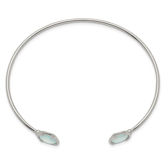 Sterling Silver Blue Chalcedony Bangle QB1295
