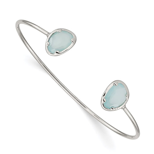 Sterling Silver Blue Chalcedony Bangle QB1295