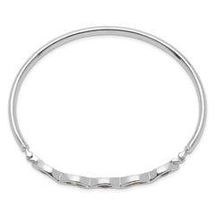 Sterling Silver Rhodium-plated Multi-gemstone Hinged Bangle QB1302