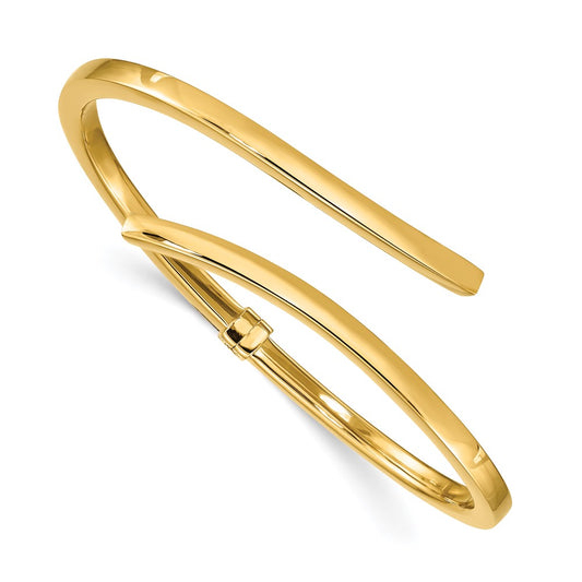 Sterling Silver Gold-tone Polished Bypass Hinged Bangle QB1312
