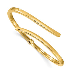 Sterling Silver Gold-tone Polished Bypass Hinged Bangle QB1312