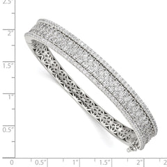 Sterling Shimmer Sterling Silver Rhodium-plated 215 Stone Pav������ CZ Hinged Bangle Bracelet QB1346