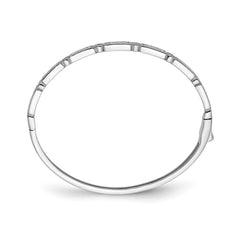 Sterling Shimmer Sterling Silver Rhodium-plated 25 Stone CZ Hinged Bangle Bracelet QB1348