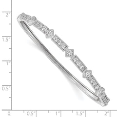Sterling Shimmer Sterling Silver Rhodium-plated 25 Stone CZ Hinged Bangle Bracelet QB1348