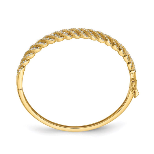 Sterling Shimmer Sterling Silver Gold-tone Flash Gold-plated 349 Stone CZ Hinged Bangle Bracelet QB1350