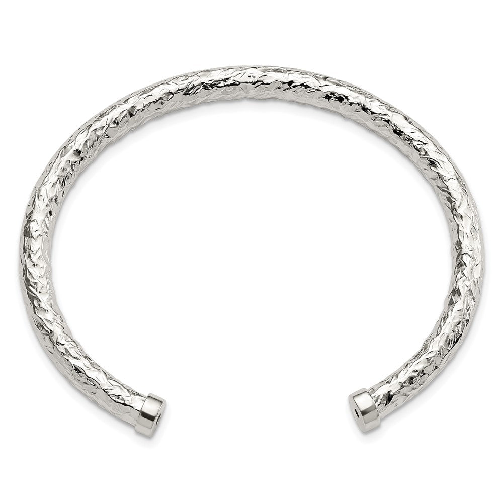 Sterling Silver Polished Textured Cuff Bangle QB1366