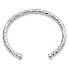 Sterling Silver Polished Textured Cuff Bangle QB1366