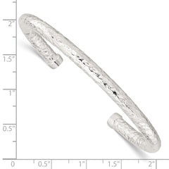 Sterling Silver Polished Textured Cuff Bangle QB1366