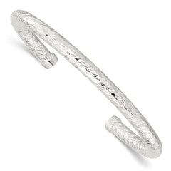 Sterling Silver Polished Textured Cuff Bangle QB1366