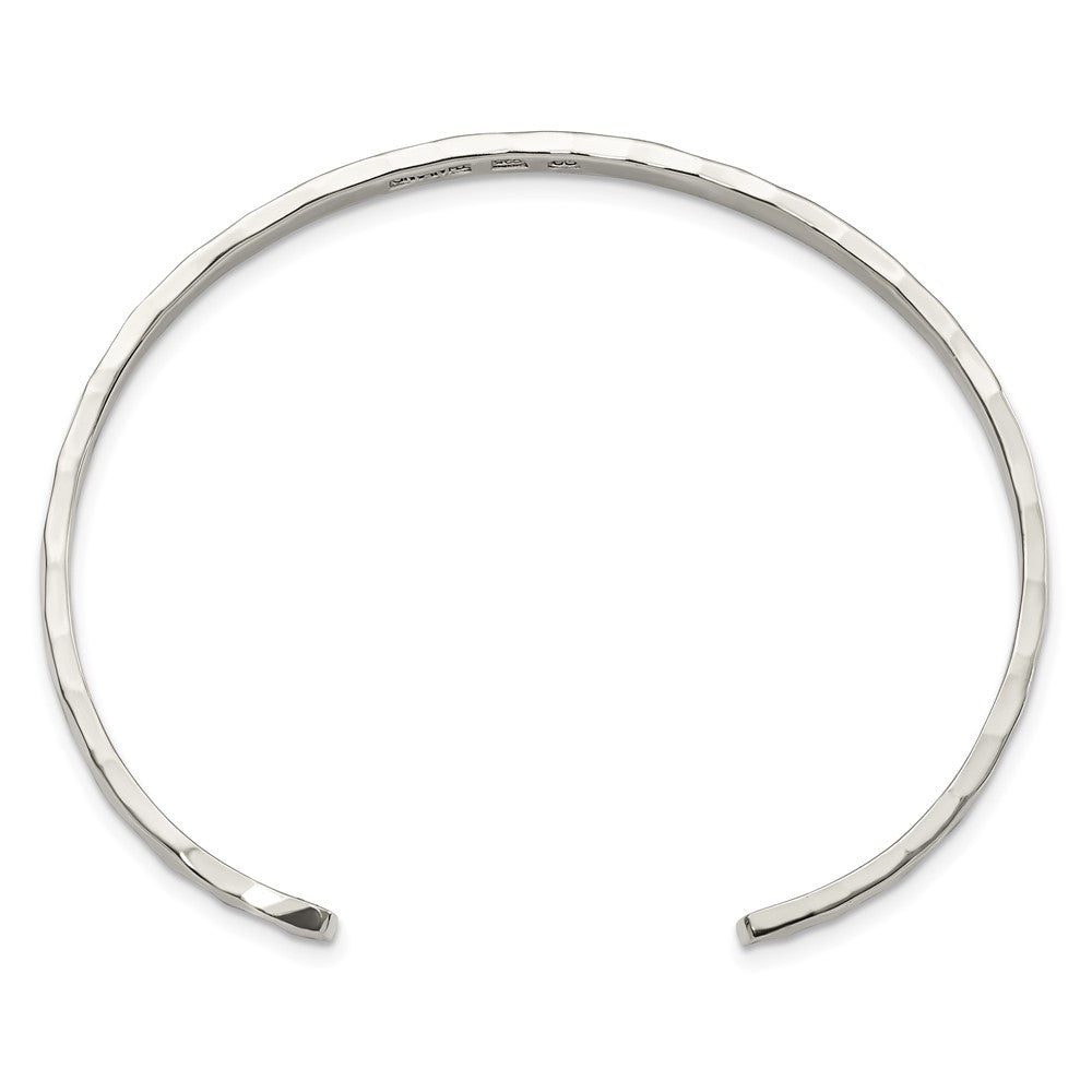 Sterling Silver Polished Hammered Cuff Bangle QB1371