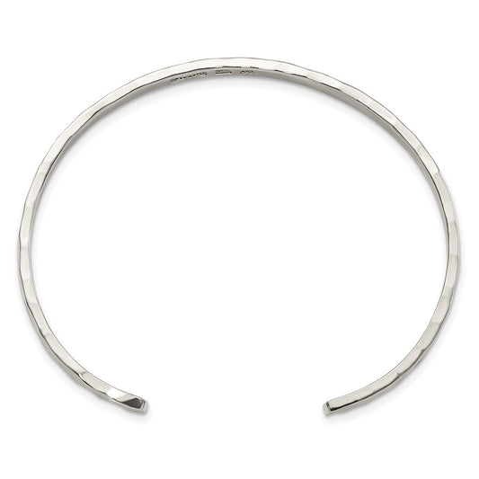 Sterling Silver Polished Hammered Cuff Bangle QB1371