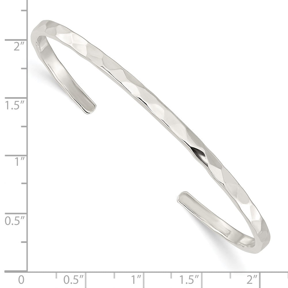 Sterling Silver Polished Hammered Cuff Bangle QB1371