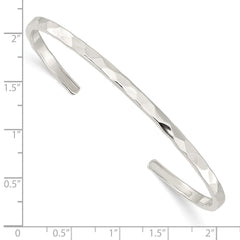 Sterling Silver Polished Hammered Cuff Bangle QB1371