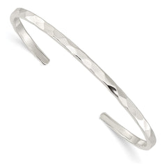Sterling Silver Polished Hammered Cuff Bangle QB1371
