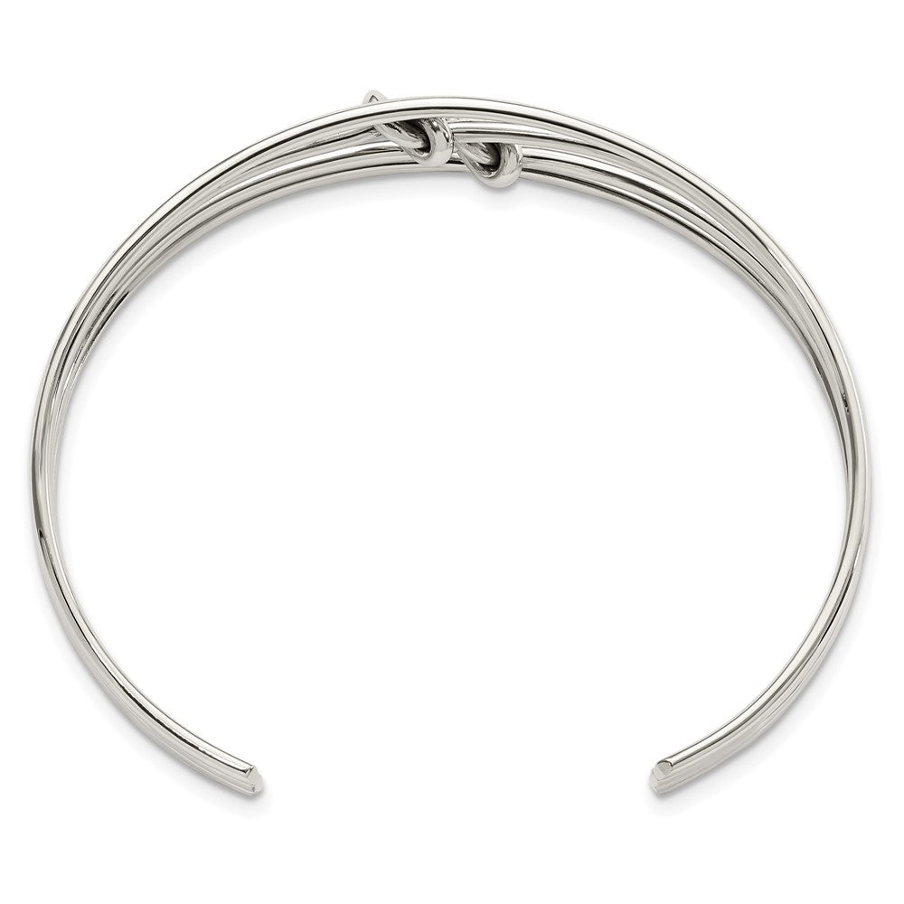 Sterling Silver Polished 4 Band Knots Cuff Bangle QB1373