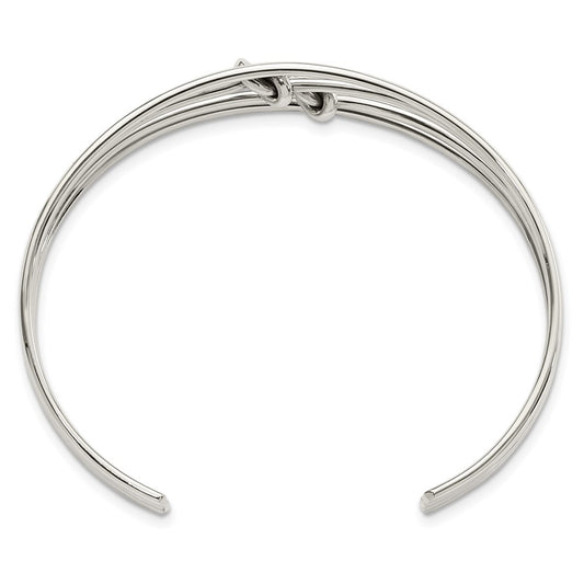 Sterling Silver Polished 4 Band Knots Cuff Bangle QB1373