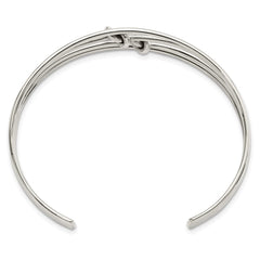 Sterling Silver Polished 4 Band Knots Cuff Bangle QB1373