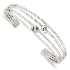 Sterling Silver Polished 4 Band Knots Cuff Bangle QB1373