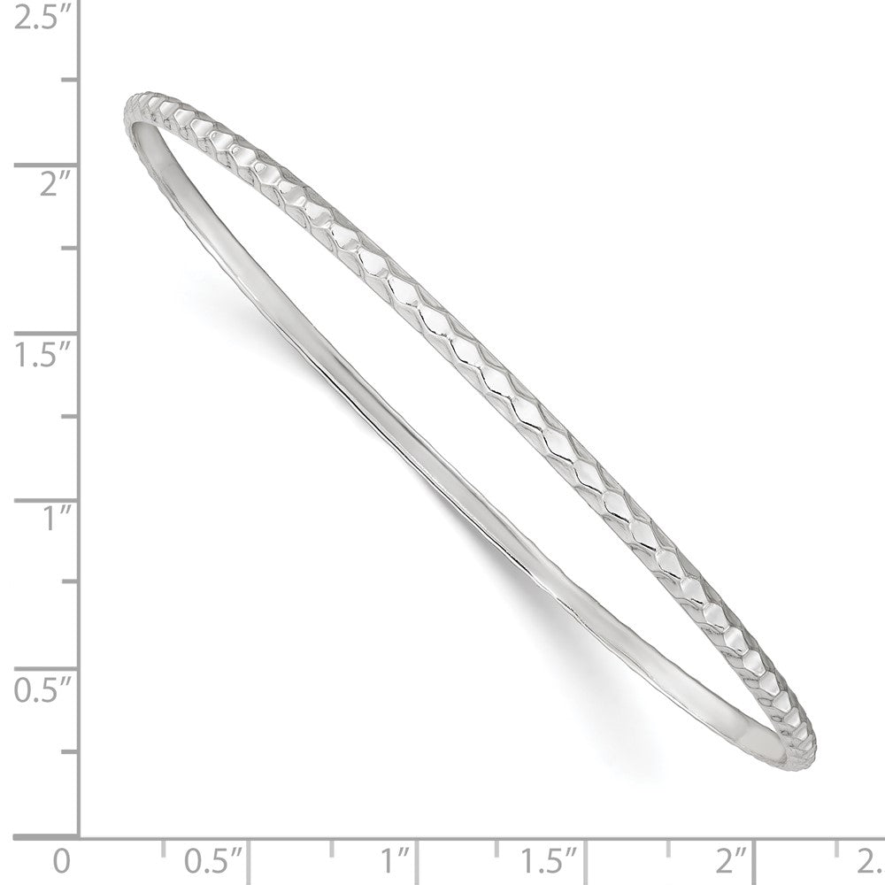 Sterling Silver Polished 2.5mm Textured Slip-on Bangle QB1390