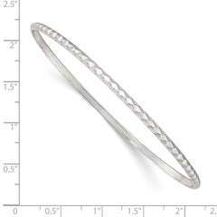 Sterling Silver Polished 2.5mm Textured Slip-on Bangle QB1390