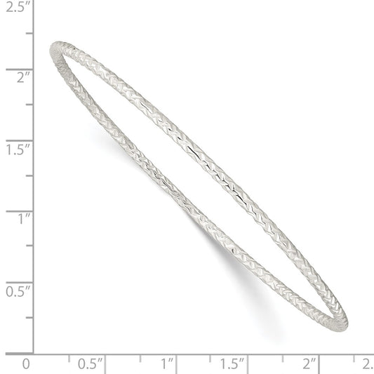 Sterling Silver Diamond-cut 2mm Slip-on Bangle QB1396