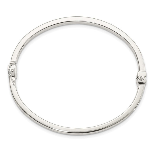Sterling Silver Polished Flat Hinged Bangle QB1413