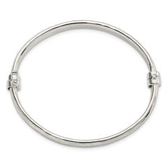 Sterling Silver Polished Textured Hinged Bangle QB1418