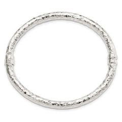 Sterling Silver Polished Textured Hinged Bangle QB1419