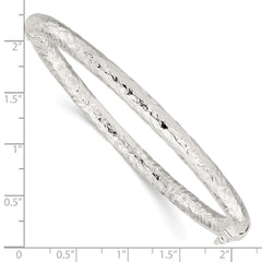 Sterling Silver Polished Textured Hinged Bangle QB1419