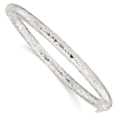 Sterling Silver Polished Textured Hinged Bangle QB1419