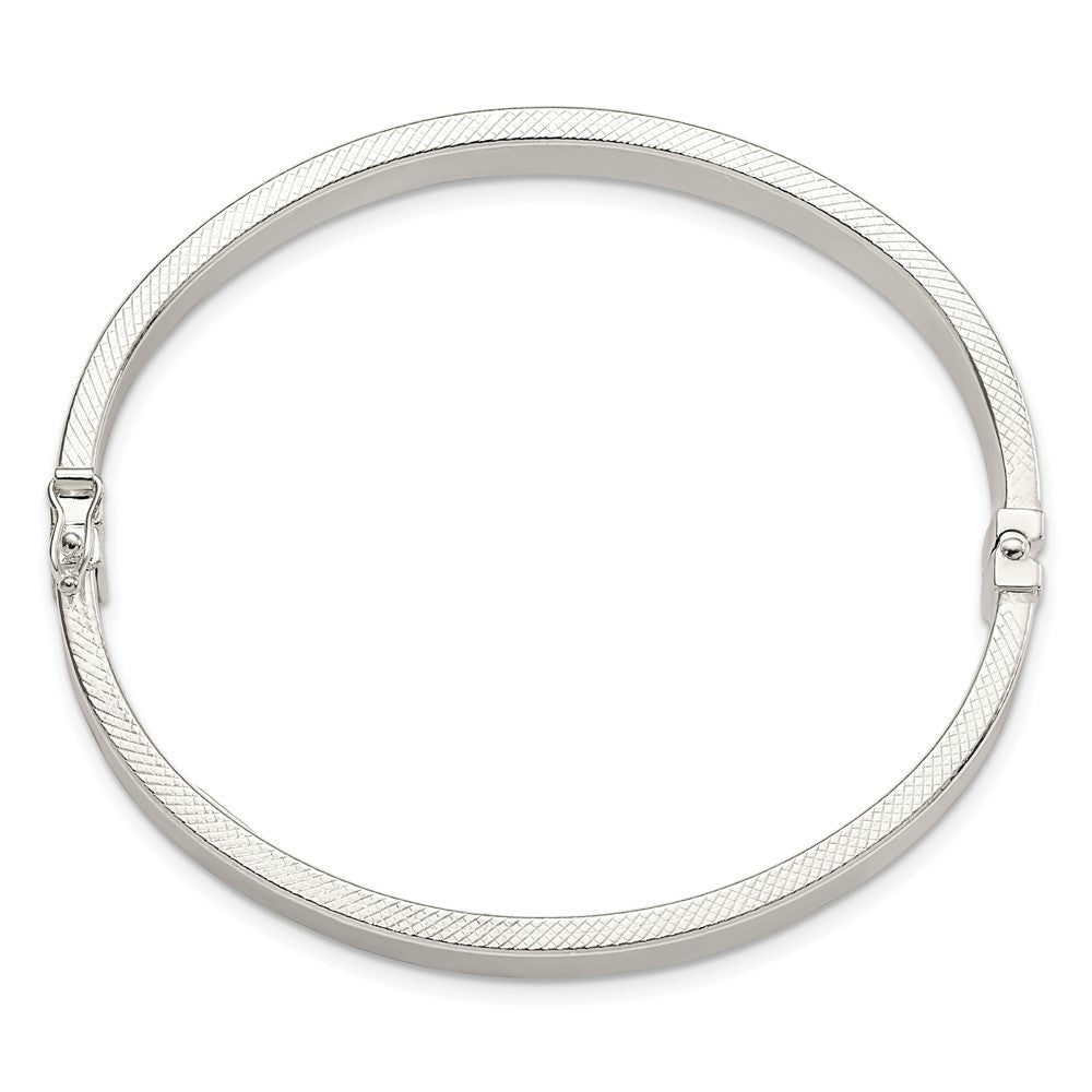 Sterling Silver Polished & Textured Hinged Bangle QB1421
