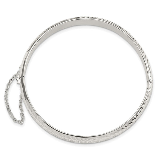 Sterling Silver Polished and D/C 7.25mm Hinged  Bangle QB1425