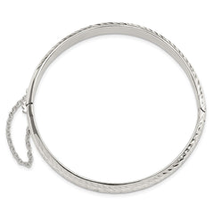 Sterling Silver Polished and D/C 7.25mm Hinged  Bangle QB1425