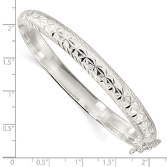 Sterling Silver Polished and D/C 7.25mm Hinged  Bangle QB1425
