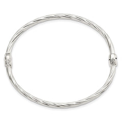 Sterling Sliver Polished Twisted Hinged Bangle QB1428