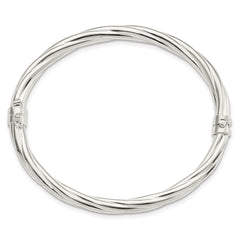 Sterling Silver Polished Twisted Hinged Bangle QB1429