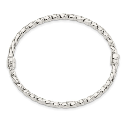 Sterling Silver Polished Twisted Hinged Bangle QB1430
