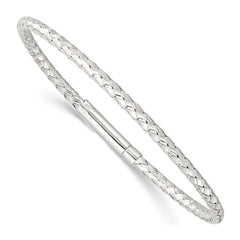 Sterling Silver Polished Flexible Weaved Bangle Bracelet QB1433