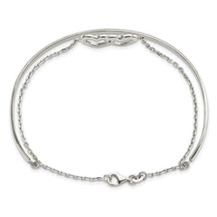Sterling Silver Polished Double Heart and Bangle QB1437