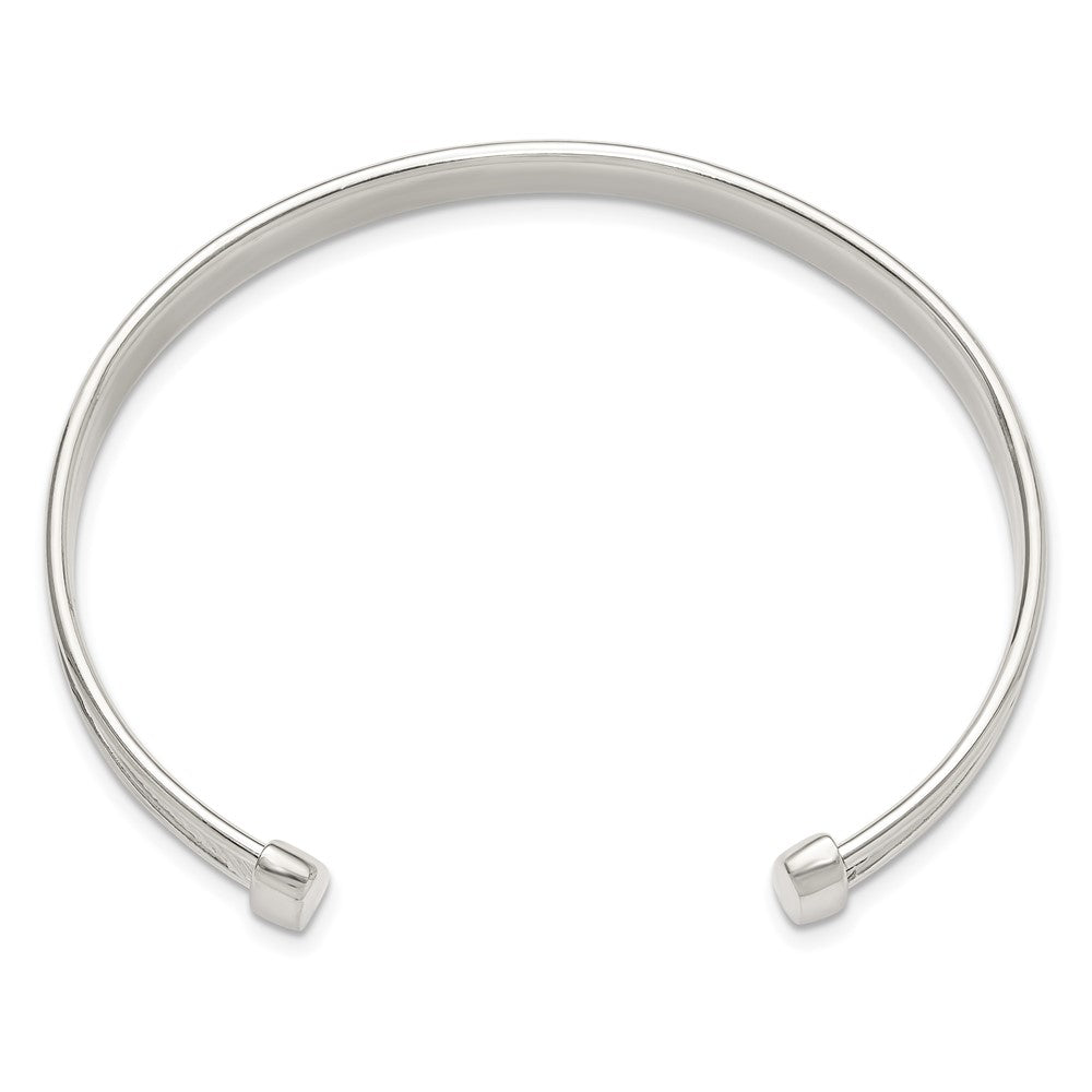 Sterling Silver Polished Textured Cuff Bangle Bracelet QB1452